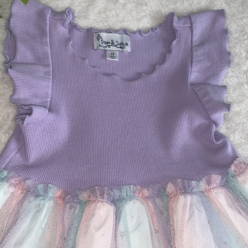 Pippa & Julie Lavender Dress 2T Tulle Bottom EUC - Picture 3 of 12